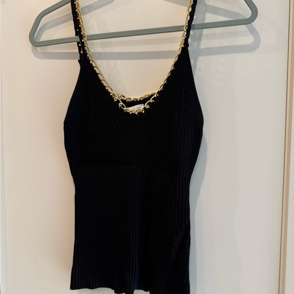 Zara Black Camisole with Gold Chain Straps